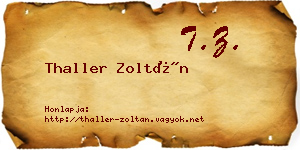 Thaller Zoltán névjegykártya